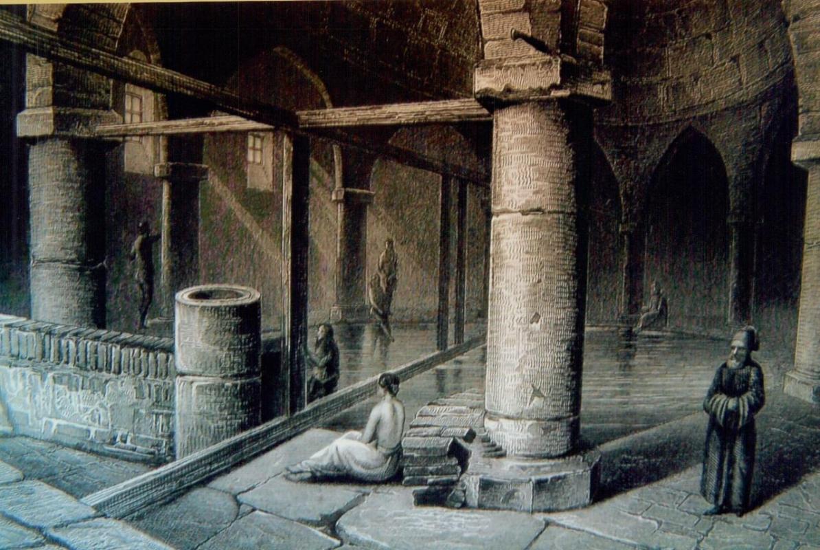 Drawing of the Rudas Baths in Ottoman times, by Rohbock in 1859. n