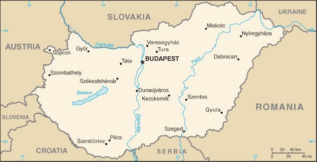 Map of Thermal Waters in Hungary
