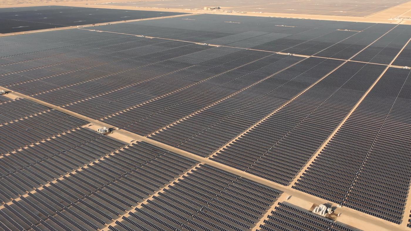 Aerial view of a solar power plant