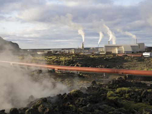 This photo taken Monday Oct. 28, 2019 shows the geothermal energy company HS Orka in Reykjanes, Iceland.(Egill Bjarnason)